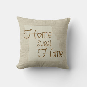 Missouri-Zuhause Sweet Zuhause Burlap-Look individ Kissen