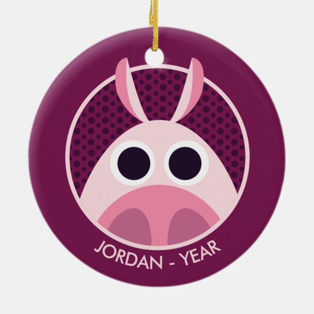 Misstrauisch das Schwein Keramikornament (Hinten)