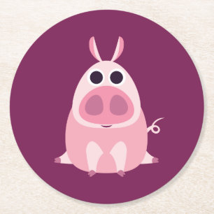 Misstrauisch das Schwein Runder Pappuntersetzer