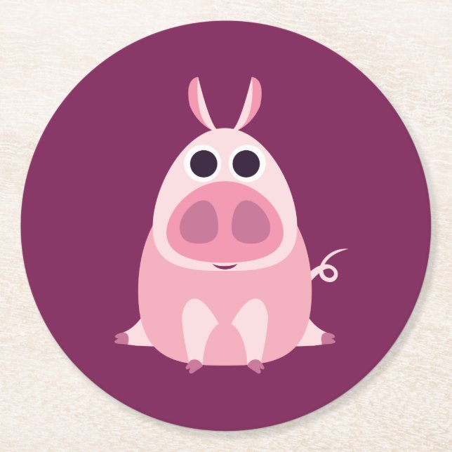 Misstrauisch das Schwein Runder Pappuntersetzer (Vorderseite)