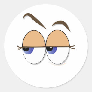 Misstrauische Augen-seitlich Blick-Augäpfel Runder Aufkleber