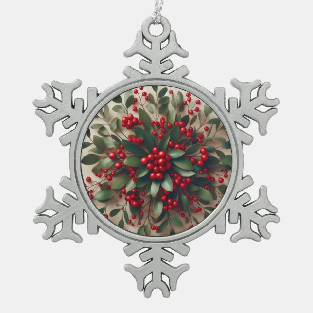 Mistel  schneeflocken Zinn-Ornament (Vorderseite)