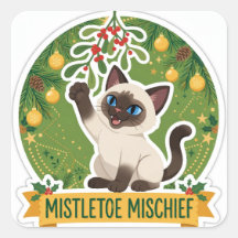 Misteltoe-Schabernack-Weihnachtskatze-Aufkleber