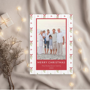 Mistelzweig-Bogen Grandmillennial Foto-Weihnachtsk Einladung