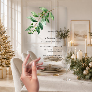 Mistelzweig Grün Luxus Weihnachtsfeier Acryleinladungen