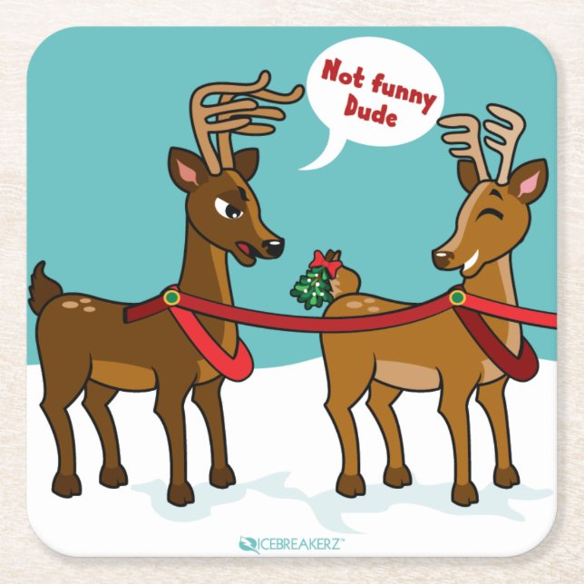 MISTELZWEIG-HINTERN-LUSTIGER WEIHNACHTSUntersetzer Rechteckiger Pappuntersetzer (Vorderseite)