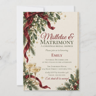 Mistelzweig & Hochzeit Weihnachts-Brautjungfern-Ei Einladung