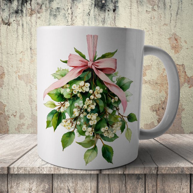 Mistelzweig mit rosa Band Kaffeetasse (Von Creator hochgeladen)