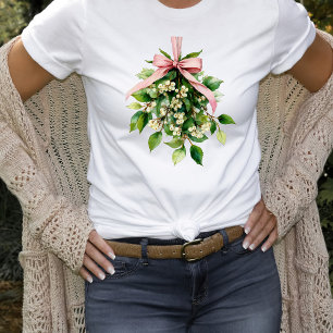 Mistelzweig mit rosa Band T-Shirt