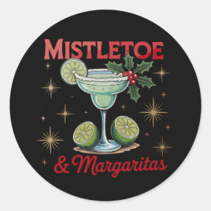 Mistelzweig und Margaritas Weihnachtsfeier Runder Aufkleber