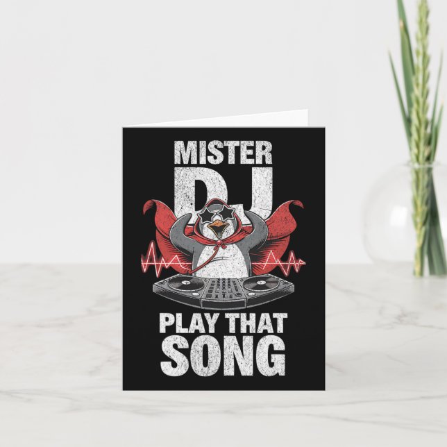 Mister Dj Play That Song Funny Penguin Dj Youth An Karte (Vorderseite)