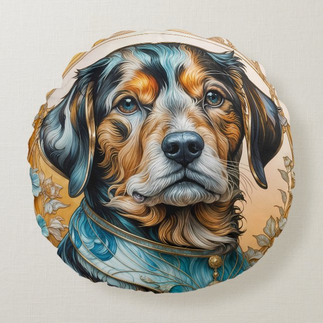 Mister Doggie Rundes Kissen (Vorderseite)