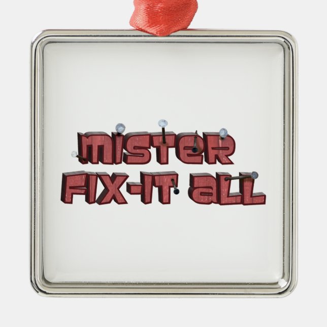 Mister Fix-it-all-Holzosen-Text-Design Silbernes Ornament (Vorne)