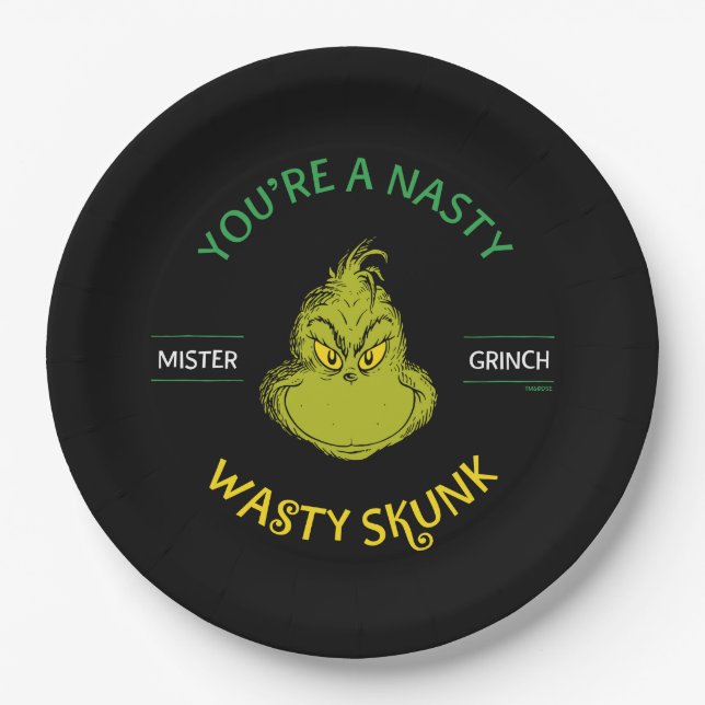 Mister Grinch | Du bist ein Ekliger Wasty Skunk Pappteller (Vorderseite)