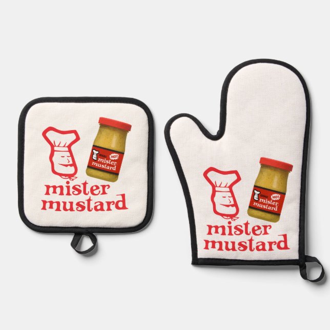MISTER MUSTARD OFENHANDSCHUH & Topflappen-Set (Vorderseite)