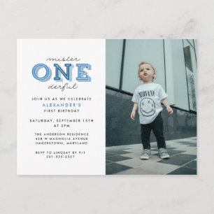 Mister Onederful 1er Anniversaire Photo Invitation