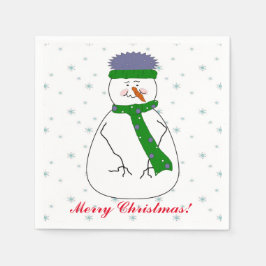 Mister Snowman, Snowing, Snow Flakes Whimsistische Serviette