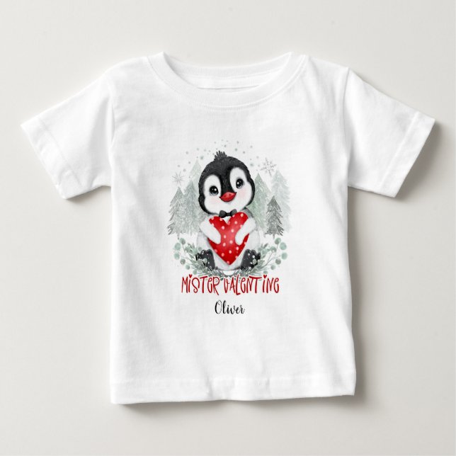 Mister Valentine baby boy personalisiert Baby T-shirt (Vorderseite)