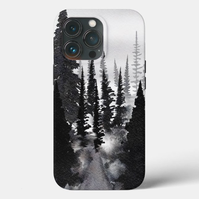 Misti monochrome Pine Forest Wasserfarbe Kunst dru Case-Mate iPhone Hülle (Rückseite)