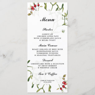 Mistletobeeren Winter Hochzeitskarte Menükarte