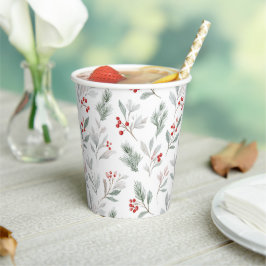 Mistletoe and Holly Berries Pattern Pappbecher