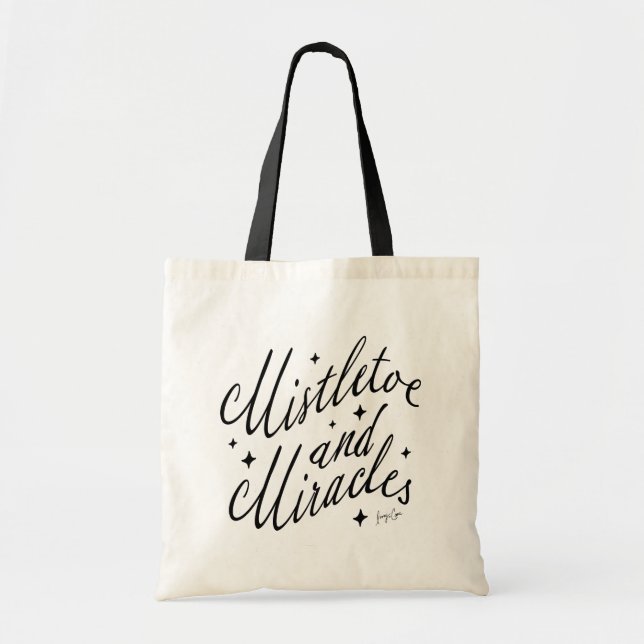 Mistletoe and Miracles Holiday Christmas Tote Bag (Devant)