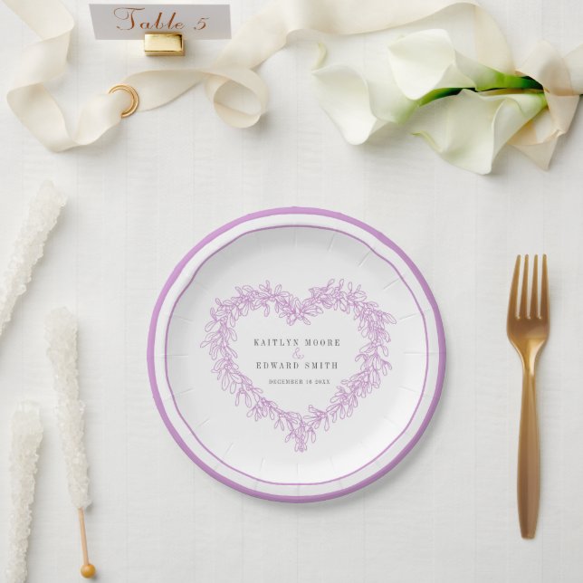 Mistletoe Art lila Winterhochzeit Pappteller (Hochzeit)
