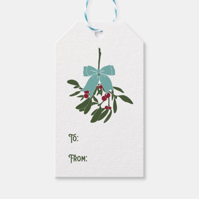 Mistletoe Bouquet in Rot und Grün Geschenkanhänger (Vorderseite)