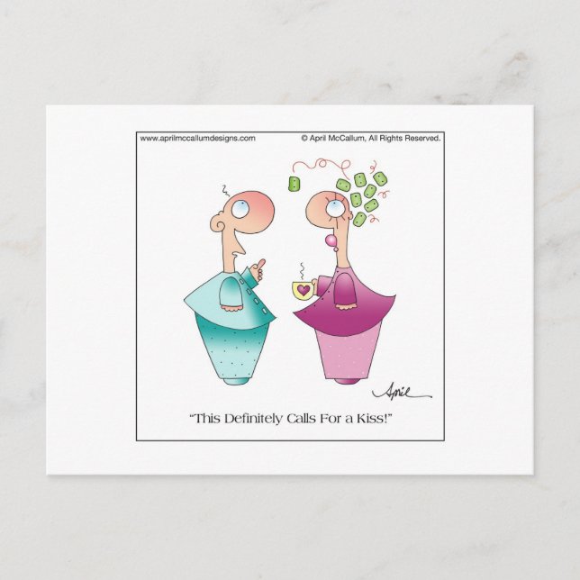 MISTLETOE Cartoon Postcard bis April McCallum Postkarte (Vorderseite)