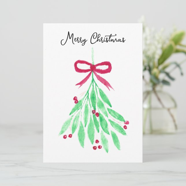 Mistletoe Christmas Card Feiertagskarte (Stehend Vorderseite)