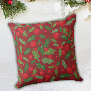 Mistletoe Christmas Holiday Burgundy Kissen