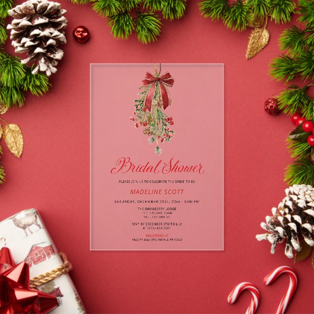 Mistletoe Christmas Winter Bridal Shower Acryleinladungen (Insitu (Feiertag))