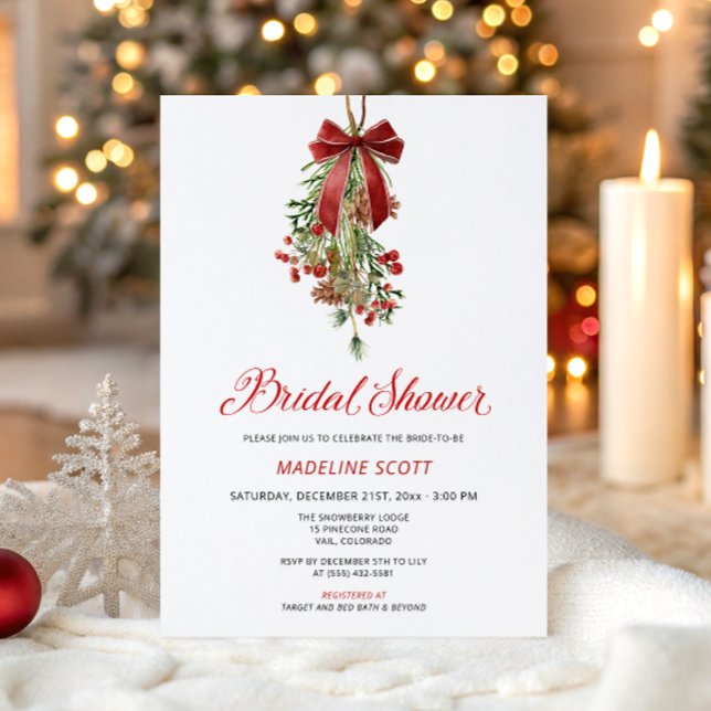 Mistletoe Christmas Winter Bridal Shower Einladung (Von Creator hochgeladen)
