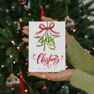 Mistletoe Christmas wünscht Typografie Wasserfarbe Feiertagskarte