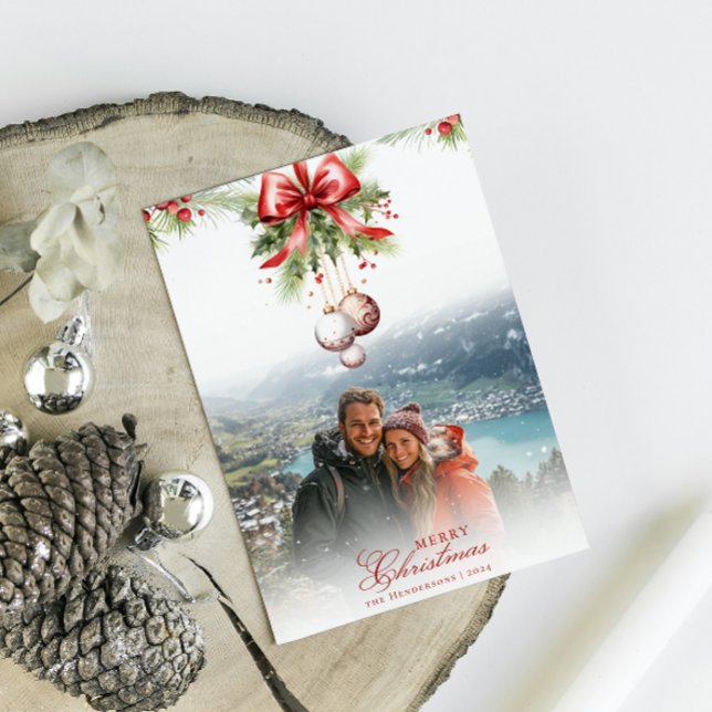 Mistletoe Custom Foto & Name Christmas Card Einladung (Von Creator hochgeladen)