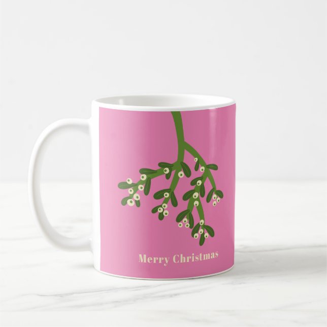 Mistletoe de Noël personnalisée Mug de café de Noë (Gauche)
