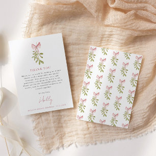 Mistletoe Dusty Rose Bow Brautparty Dankeskarte