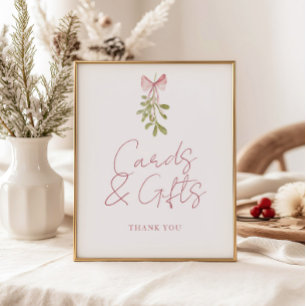Mistletoe Dusty Rose Bow Cards Geschenke Poster