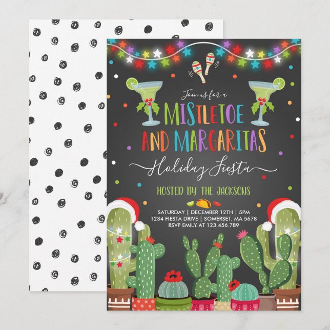 Mistletoe et Margaritas Fête Invitation (Devant / Derrière)