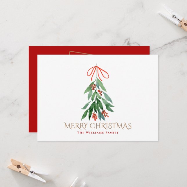 Mistletoe Familie Gerahmtes Foto Weihnachten (Vorderseite/Rückseite Beispiel)