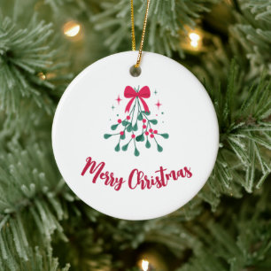 Mistletoe Frohe Weihnachten Personalisierte Orname Keramik Ornament