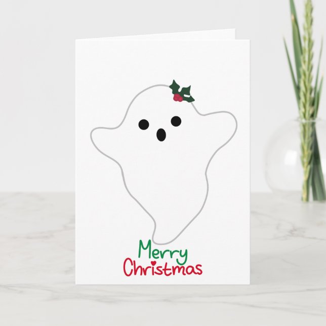 Mistletoe Ghost Merry Christmas Karte (Vorderseite)