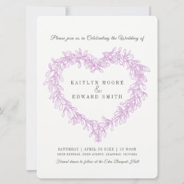Mistletoe heart line Art Hochzeit lila Einladung