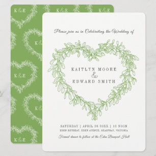 Mistletoe Herzline Hochzeit Grün Einladung