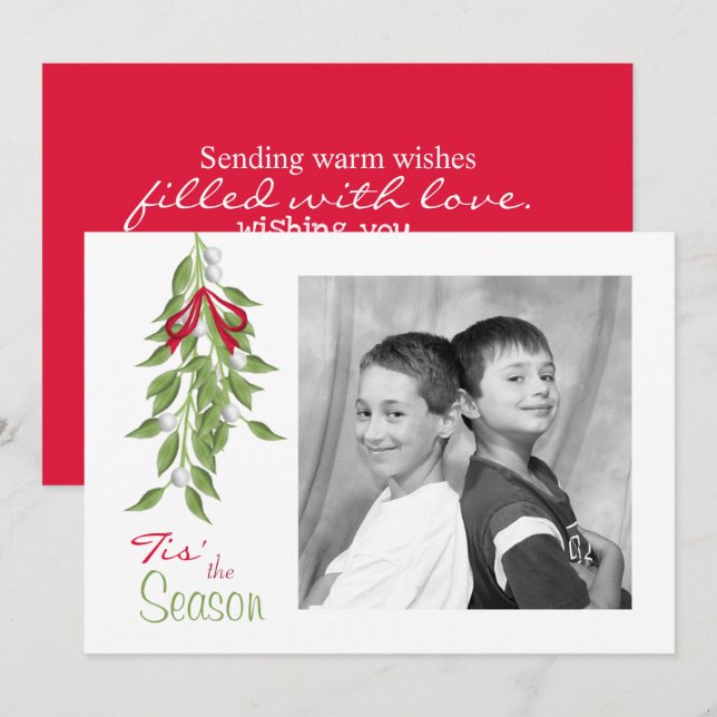 Mistletoe Holiday Foto Card Einladung (Vorne/Hinten)