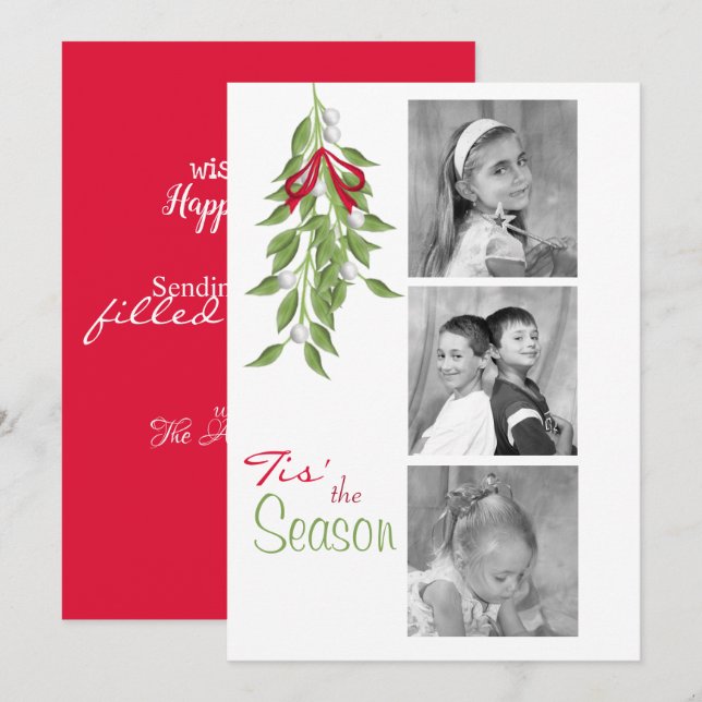 Mistletoe Holiday Foto Card Einladung (Vorne/Hinten)