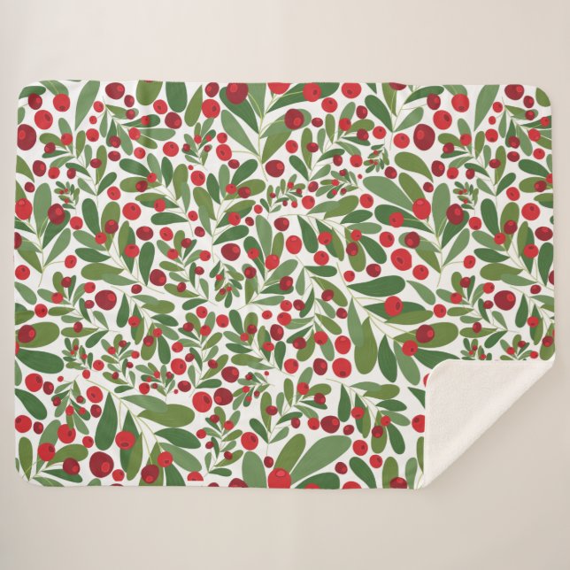 Mistletoe Holiday Sherpa Blanket Sherpadecke (Vorderseite (Horizontal))