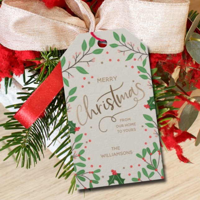Mistletoe Holly Berries Frohe Weihnachtsgeschenk-T Geschenkanhänger (Von Creator hochgeladen)