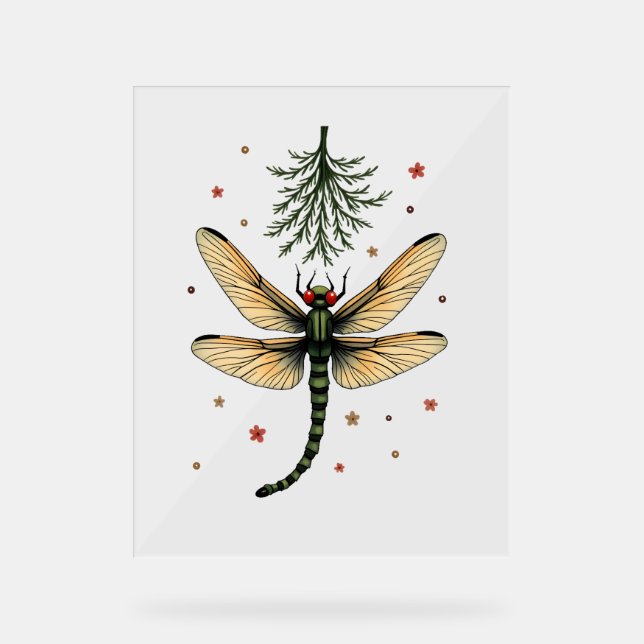 Mistletoe Kiss Dragonfly Acrylschild (Vorderseite)