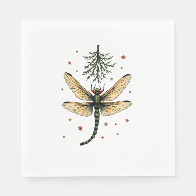 Mistletoe Kiss Dragonfly Serviette (Vorderseite)